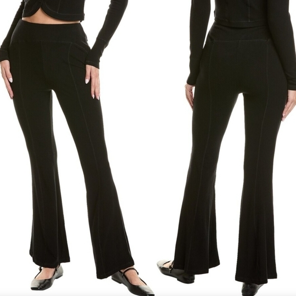 NWT Nordstrom brand Area Stars black ribbed flare leggings size Large - Picture 5 of 5